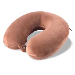 Kuber Industries Brown U-Shaped Memory Foam Filled Cotton Travel Pillow-11