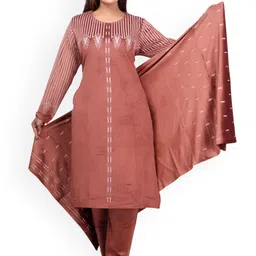WOOL 4U Women Ethnic Motifs Printed Regular Kurta with Trousers & With Dupatta-picture-6