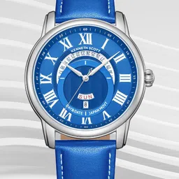 KENNETH SCOTT Men Patterned Dial & Leather Bracelet Style Straps Analogue Watch K24020-SLNN-40