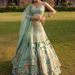 KIASA By Ronak & Shruti Embellished Mirror Work Ready to Wear Lehenga Blouse With Dupatta-picture-27