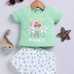 Annie Girls Printed Short Sleeves Pure Cotton T-shirt With Shorts-38
