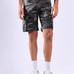 Hence Men Camouflage Printed Relaxed Fit Mid-Rise Cotton Cargo Shorts-54