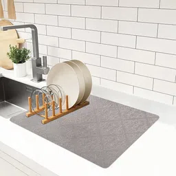 Kuber Industries Grey Self Design Non Slip Dish Drying Mats-35