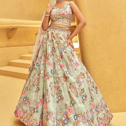 panchhi Embroidered Sequinned Semi-Stitched Lehenga & Unstitched Blouse With Dupatta-picture-12