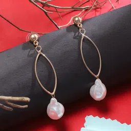 ELLE Gold-Plated Pearls Contemporary Drop Earrings-46