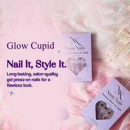 GLOW CUPID Set Of 24 Reusable Glossy Finish Press On Nails With Glue - Artistic Allure image 2