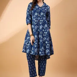 all about you Printed Pure Cotton Shirt Collar Top With Trousers Co-Ords Set-image-45