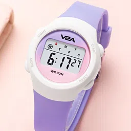 V2A Unisex Kids Patterned Dial & Wrap Around Straps Digital Watch DK-2420-Purple-30