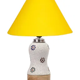 Aura Conical Yellow & White Printed Glass Frustum Shaped Table Lamp-2