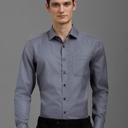 Louis Philippe Men Slim Fit Spread Collar Micro Checked Cotton Formal Shirt-picture-48