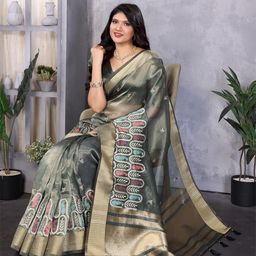 ALAGINI Woven Design Zari Silk Blend Khadi Saree-picture-5