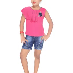 ZADMUS Girls Embellished Pure Cotton Top With Shorts-picture-15