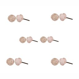 Indianshelf 6-Pcs Pink Textured Rose Knobs-50