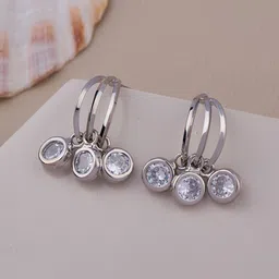 GC PREMIUM JEWELLERY Gold-Plated Stainless Steel Cubic Zirconia Studded Studs-13