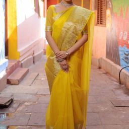 KALINI Woven Design Border Zari Organza Kanjeevaram Saree-picture-54