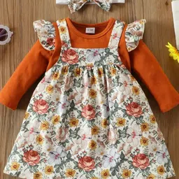 BAESD Girls Floral Print A-Line 3-Piece Floral Dress Set-picture-56