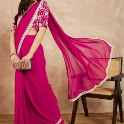 VS MALL Embroidered Poly Georgette Designer Saree-picture-30