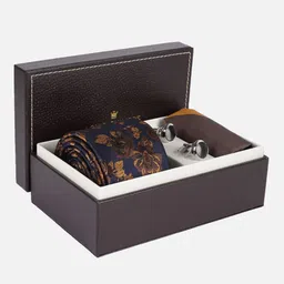 Louis Philippe Men Accessory Gift Set of Tie, Cufflinks, Pocket Square Comes with a box-13