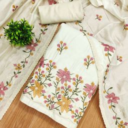 LeeliPeeri Designer Floral Embroidered Embellished Cotton Silk Unstitched Dress Material-image-73