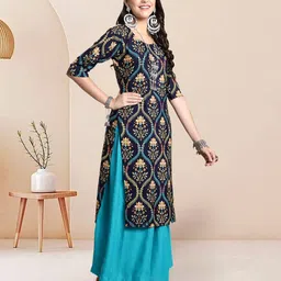 7Threads Women Ethnic Motifs Printed Floral Crepe Kurta-image-60