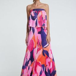 LULU & SKY Printed Pleated Strapless Tube-Top With Wide-Leg Palazzos Co-Ords-picture-0