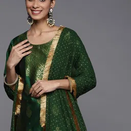 KSUT Women Ethnic Motifs Woven Design Kurta With Trousers & Dupatta-picture-43