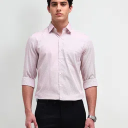 Arrow Men Comfort Spread Collar Micro Ditsy Printed Cotton Slim Fit Formal Shirt-picture-2