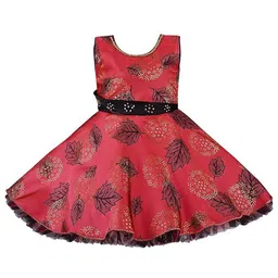 Wish Karo Floral Print Satin A-Line Dress-image-49