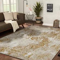 OBSESSIONS Beige Abstract Anti-Skid Polyester Carpet-11