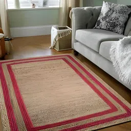 JASMEY HOMES Red Striped Jute Cotton Carpet-image-61