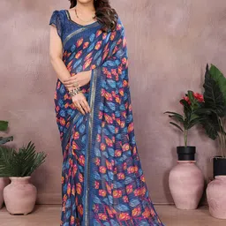 Moda Rapido Blue Poly Georgette Embellished Sarees-picture-36