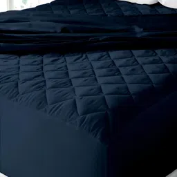 Cloth Fusion Navy Blue Quilted Water Resistant Cotton Mattress Protector-12