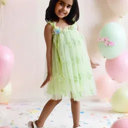 Fayon Kids Floral Print Net A-Line Dress-14
