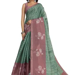 SUVIKAS CREATION Pamper Yourself Printed Tissue Silk Saree For Women With Blouse Piece-13
