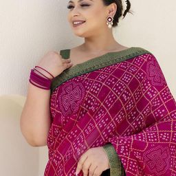 KALINI Bandhani Poly Chiffon Saree-image-32