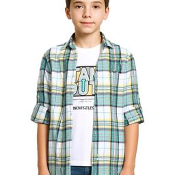 CAVIO Boys Green Cotton Shirts-picture-28