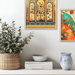 Kotart Brown & Blue Set of 2 Piece Wood Abstract Wall Paintings-picture-22
