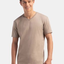 Jockey Men Solid V-Neck Cotton T-shirt-image-22