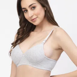 Floret Grey Bra Full Coverage Heavily Padded 360 Degree Support Seamless Push-Up Bra image 2