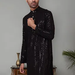 Jompers Men Flared Sleeves Thread Work Kurta image 2
