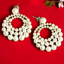 OOMPH Pearls Circular Shaped Drop Earrings-50