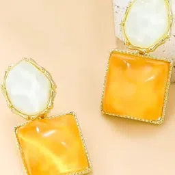 AKISON JEWELS Women Multi Color Geometric Gold-Plated Handcrafted Casual Drop Earrings-6