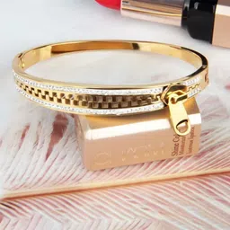 DressBerry Gold Plated American Diamond Bangle-Style Bracelet-42