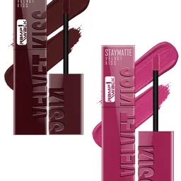 Ramp Walk Set Of 2 Velvet Kiss Waterproof Liquid Lipstick 3.5 ml Each - Maroon-Dark Pink-18