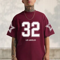 Cool Plus Varsity Printed Oversized Drop-Shoulder Sleeves T-shirt-picture-40