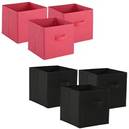 Kuber Industries Pink 6 Pieces Multi-Utility Square Shape Storage Organisers-34