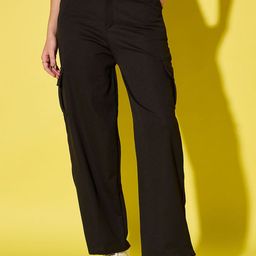 QIOA Women Relaxed High-Rise Wrinkle Free Cargos Trousers-image-38