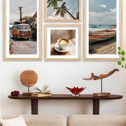 WALLLANE Brown 4 Piece Wood Abstract Wall Paintings-image-40
