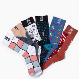 NOFOMO Pack Of 6 Printed Calf-Length Socks-image-92