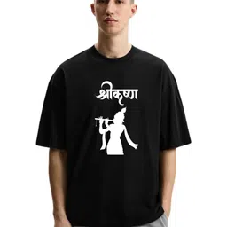 Fashnobic Men Graphic Printed Round Neck Cotton Oversized T-shirt-image-9